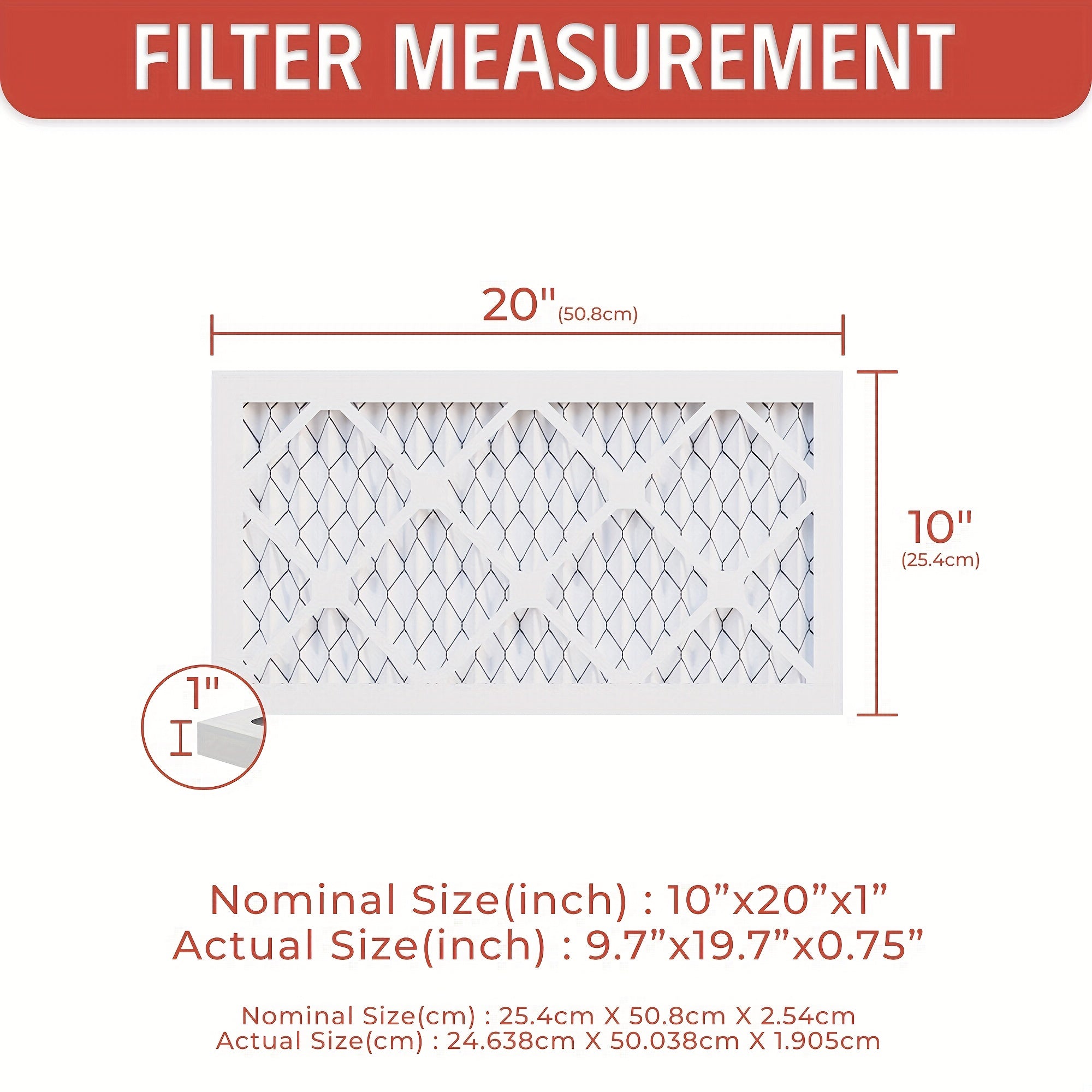 6-to'plam elektrostatik pleated havo filtrlari 25.4x50.8x2.54 sm MERV8/11/13 HVAC AC