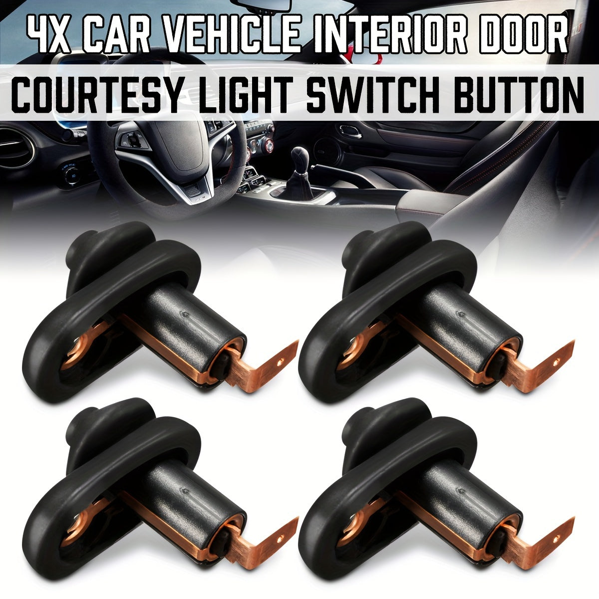 Universal Black Car Interior Door Light Switch 1/2 Piece Door Button Replacement