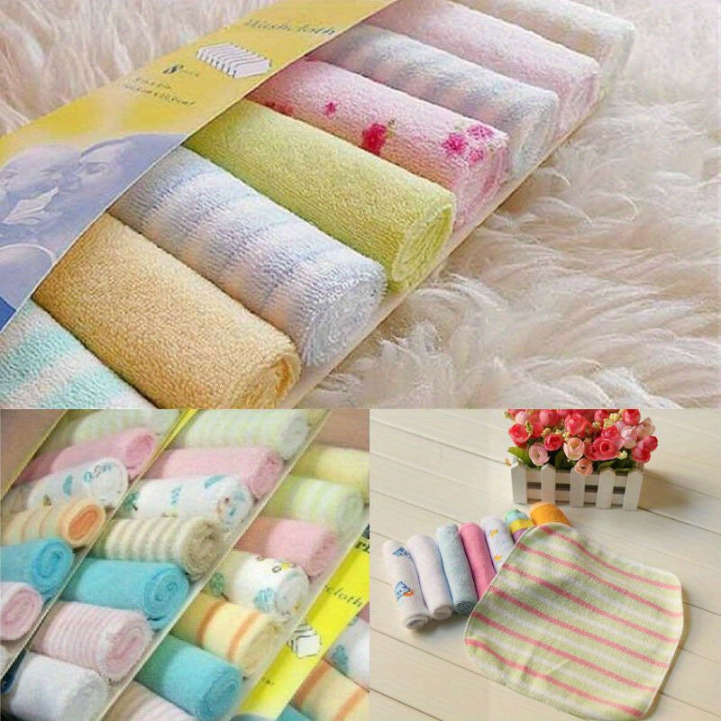 8-Pack Baby Soft Polycotton Knit Bath Towels Lightweight Infant Washcloths Mixed Color