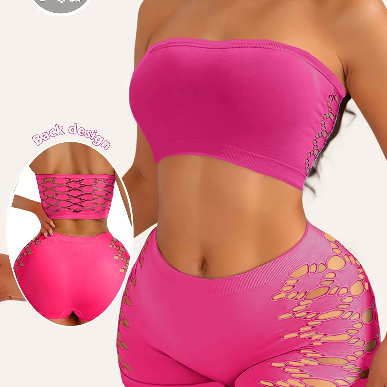 Women's Lingerie Set with Hollow-Out Design and Seamless Tummy Control Panties