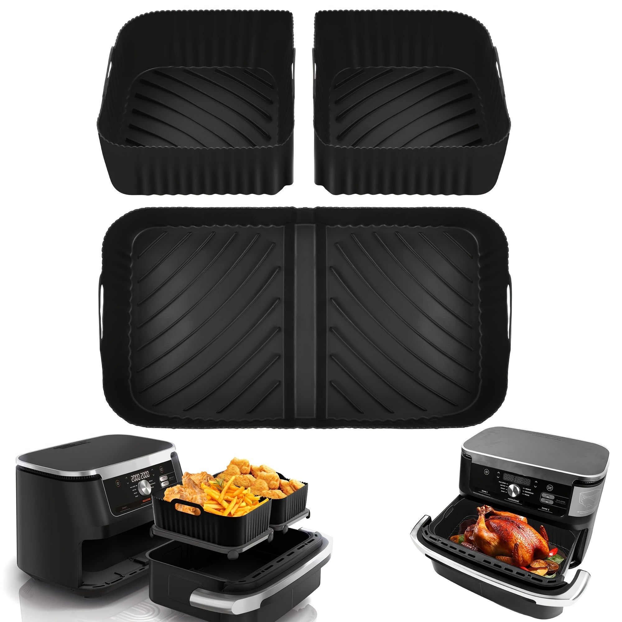 Silicone Air Fryer Liners Set for Ninja Flexi Drawer AF500UK 10.4L and 5.2L