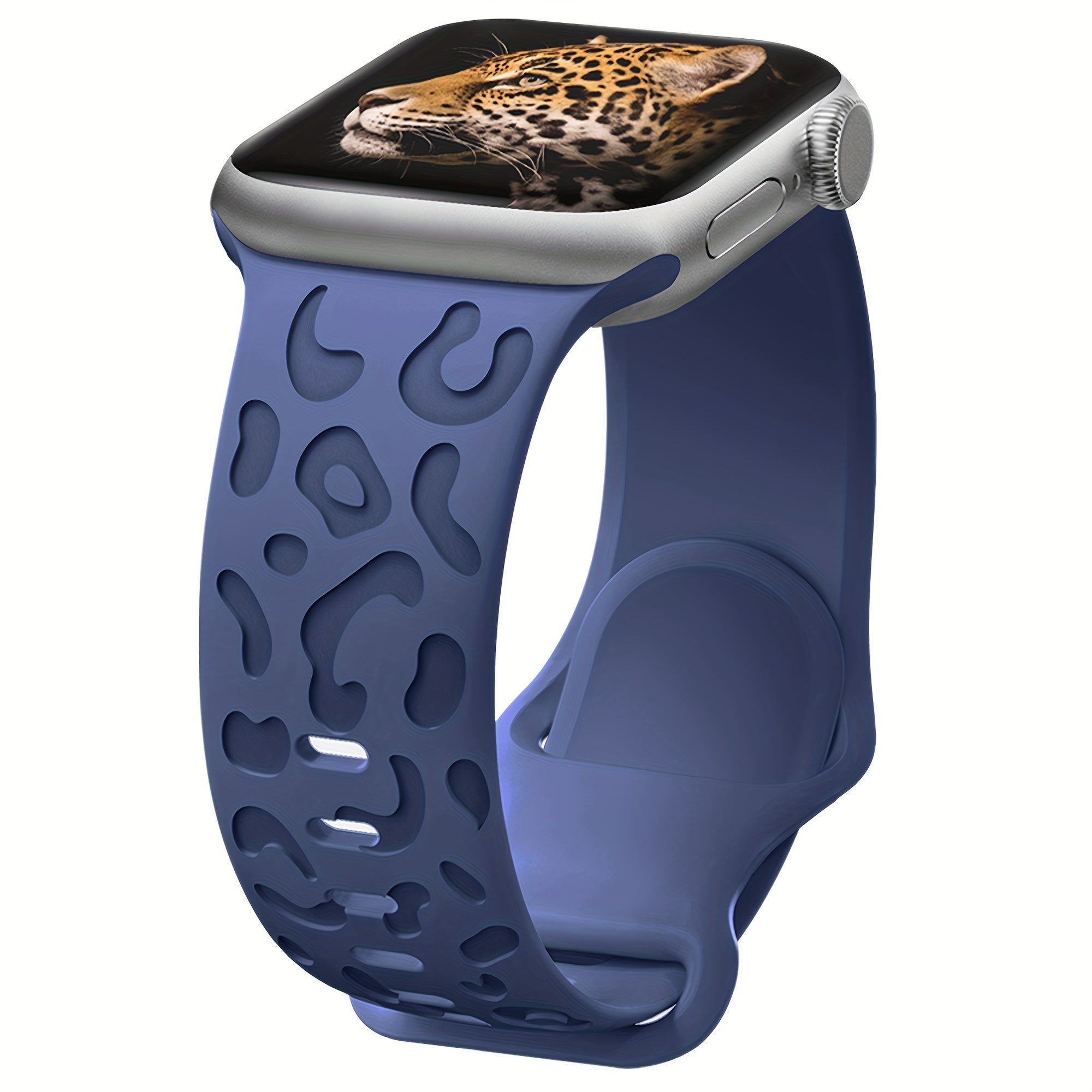 Waterproof Silicone Watch Band for IWatch Series 8 7 6 5 4 3 2 SE Leopard Engraved