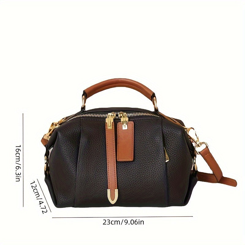 Women's Genuine Leather Handbag with Large Capacity and Versatile Carrying Options