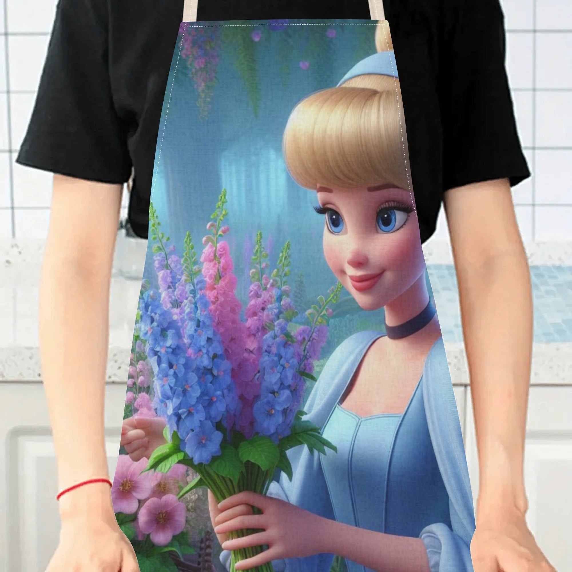 Waterproof Apron with Elsa Cartoon Design for Kitchen Restaurant Home Use