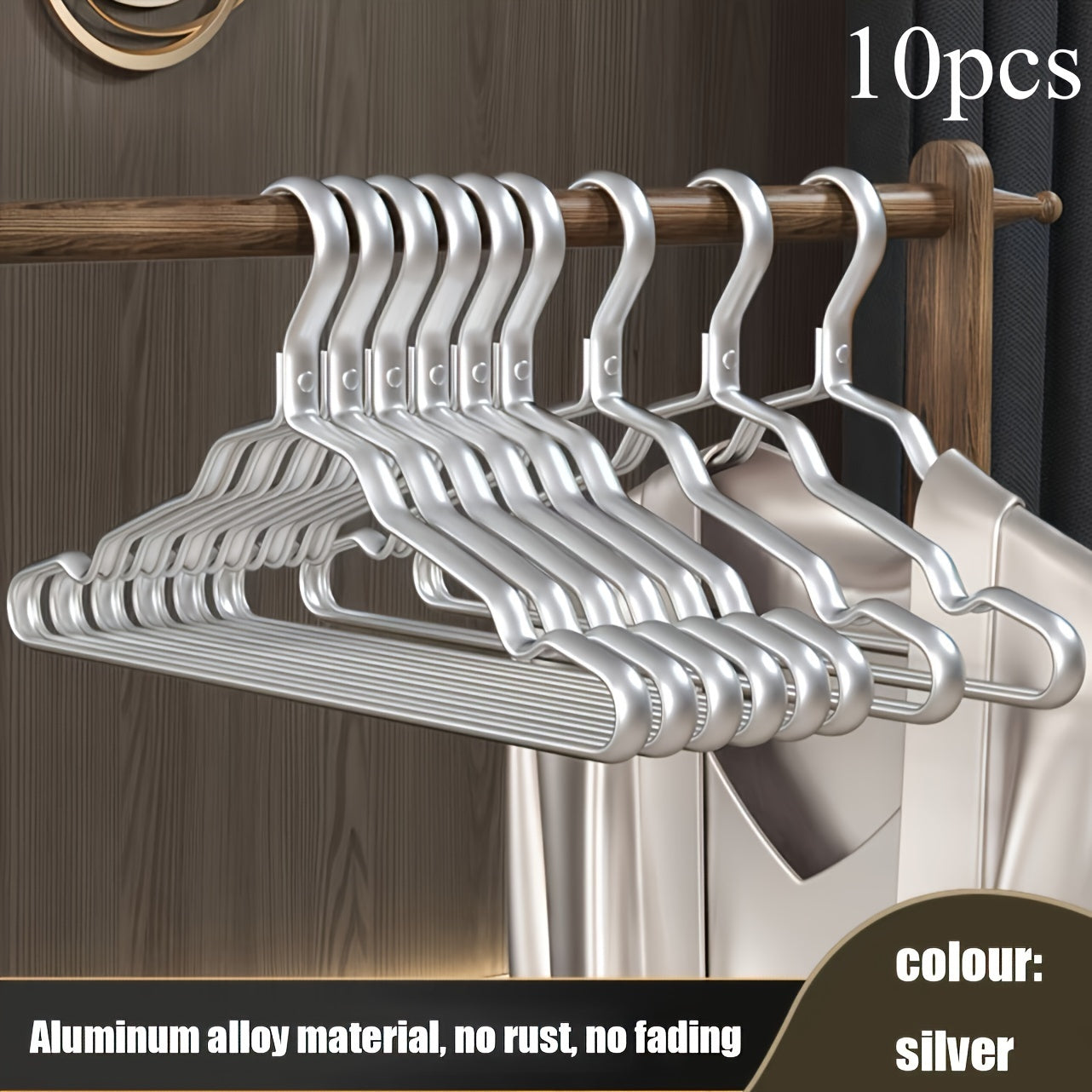 Pack of 10 Metal Hangers Non-Slip Seamless Coat and Clothing Organizer