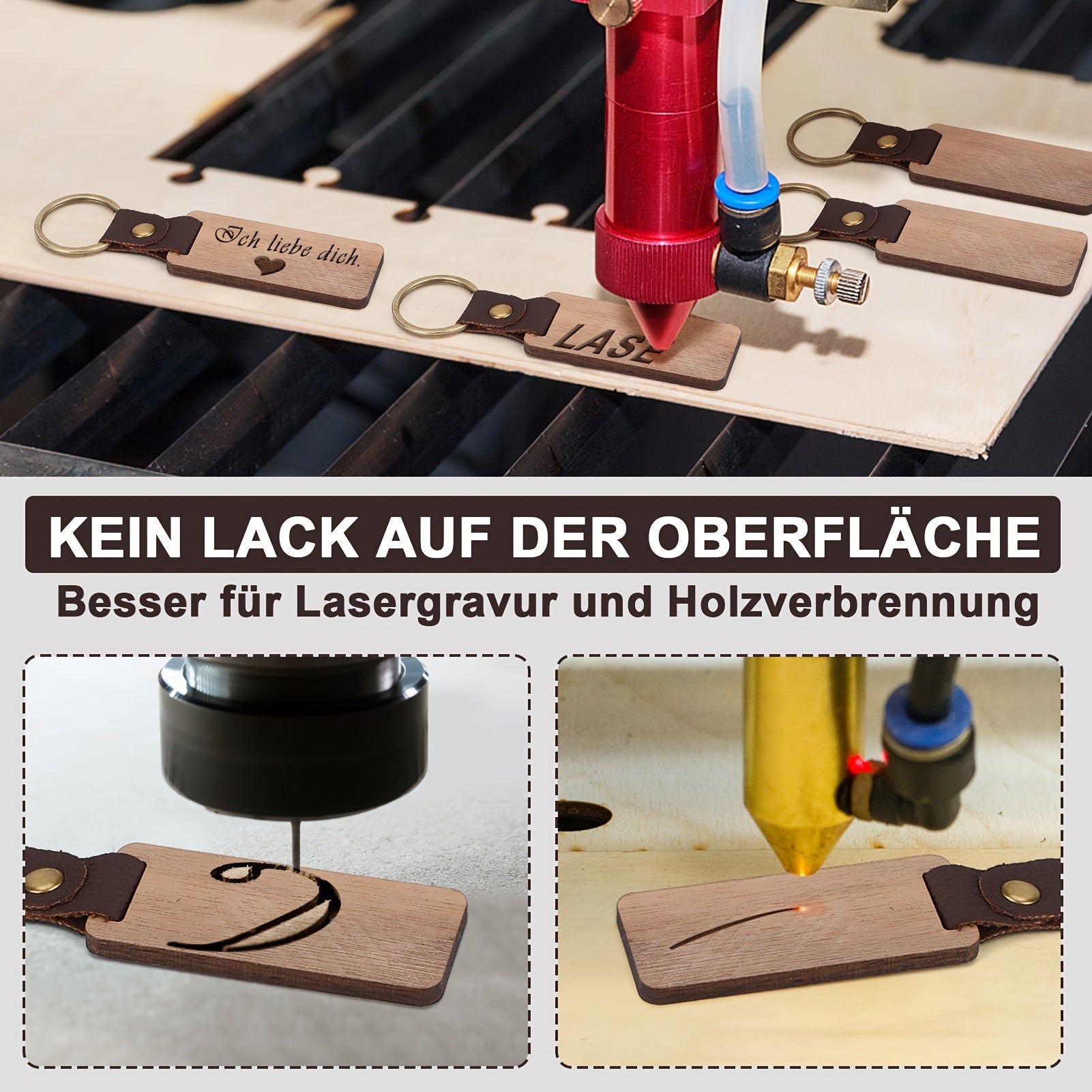 Set of 12 Personalized Wooden Keychains with Ring Buckle for Gifts and Crafts