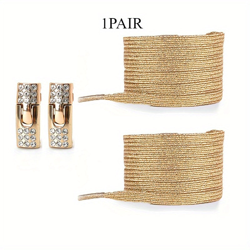 Unisex Rainbow Rhinestone Buckle Shoelaces 3 Pairs, Elastic, Fashion