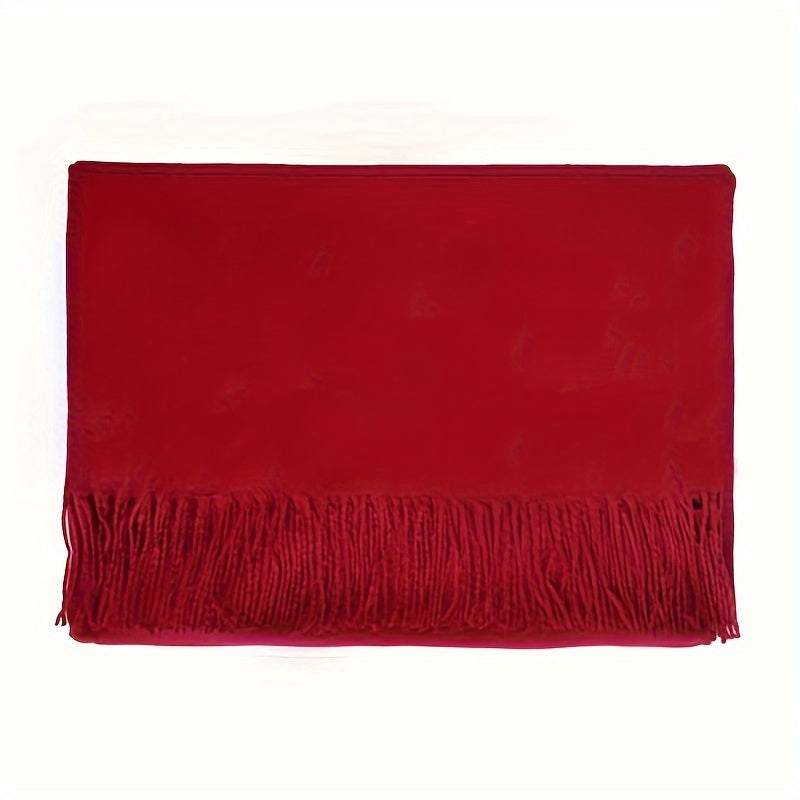 Шарф из имитации кашемира однотонный для женщин с кисточками, теплый для осени и зимы