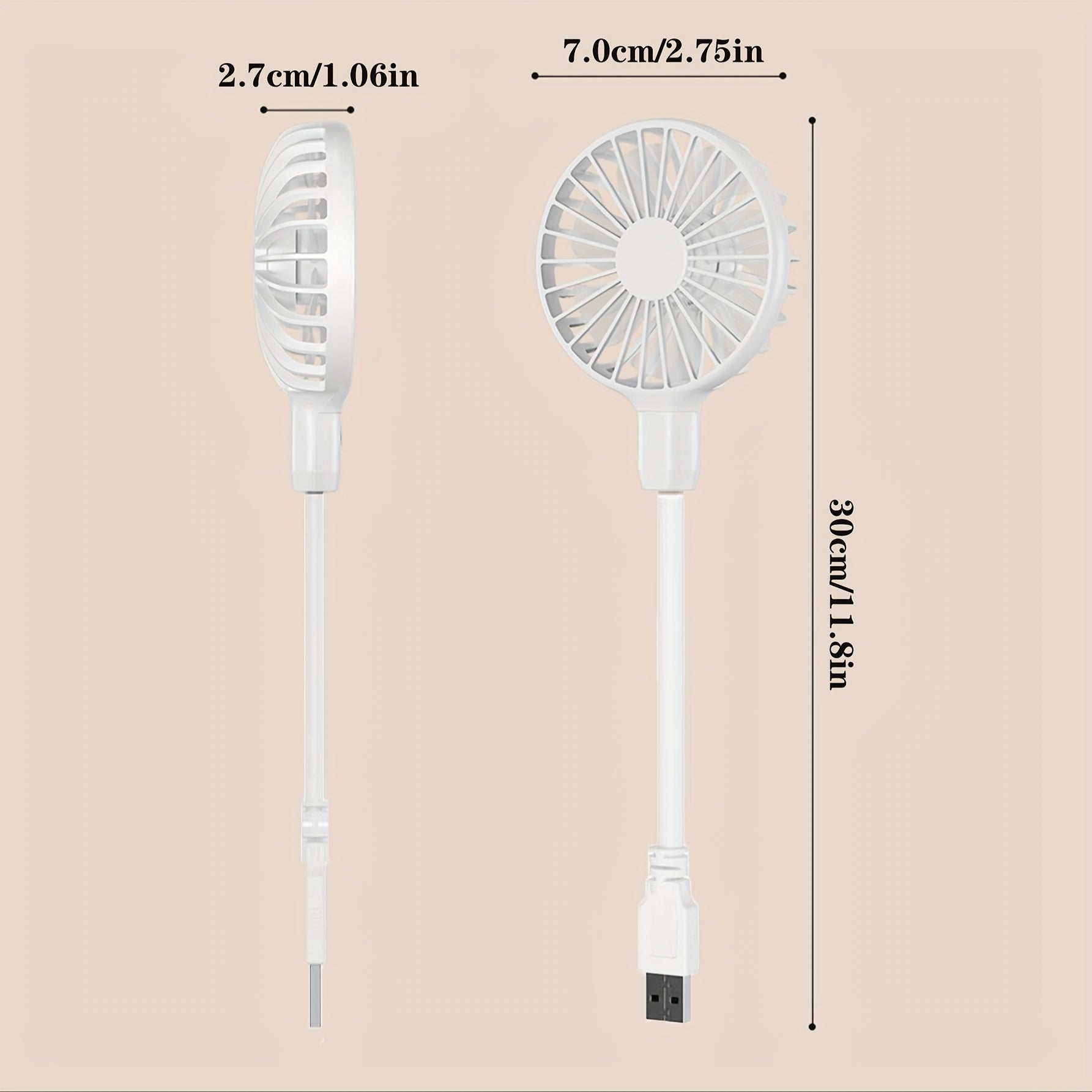 Portable USB Mini Fan for Travel Camping Outdoor and Desktop Use Quiet Compact ABS