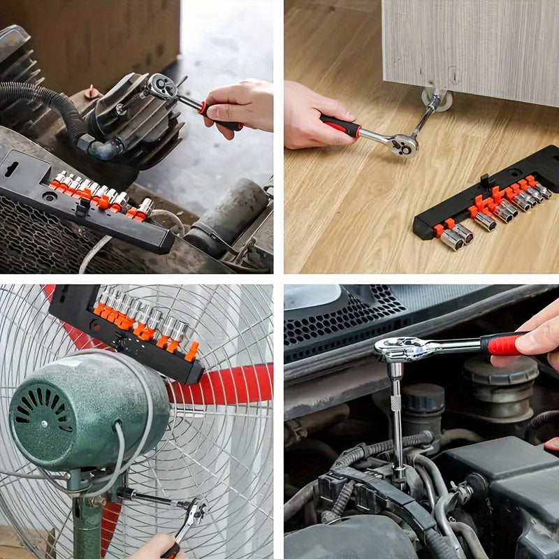 12-Piece 1/4-Inch Ratchet Socket Wrench Set with 10 Sockets Extension Bar