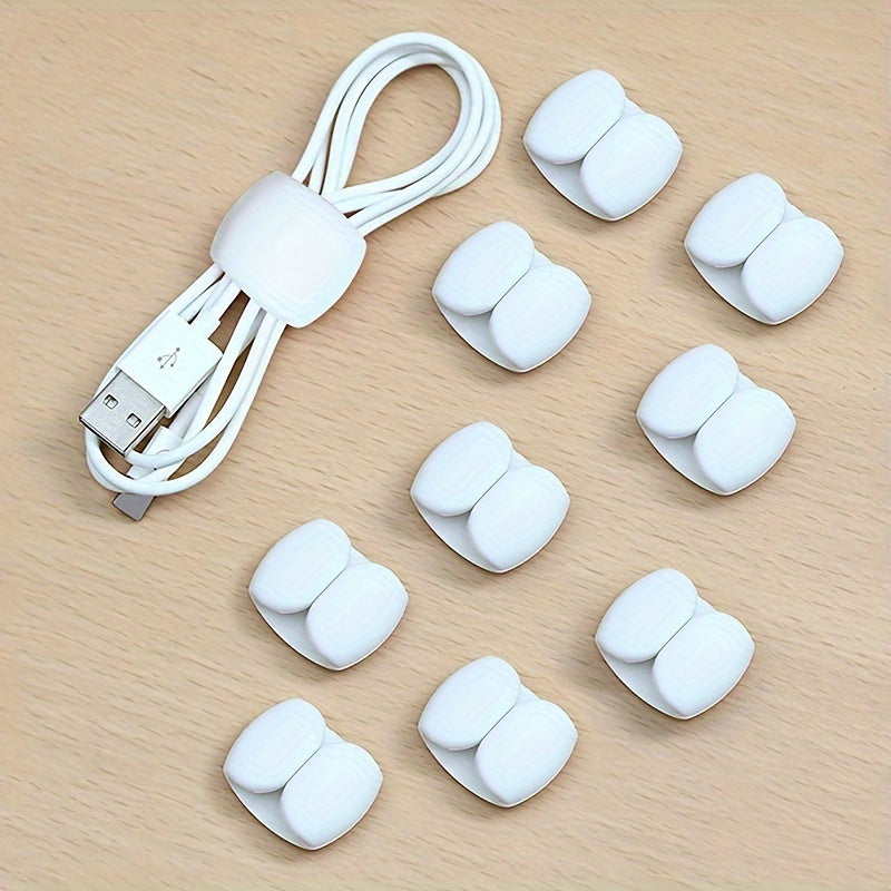 Plastic Cable Organizer Clips for Charging and Earphone Cords Tangle-Free Storage Set of 10
