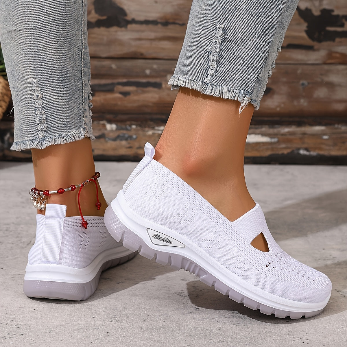 Women's Light-Colored Casual Sneakers Summer Beach Vacation Shoes
