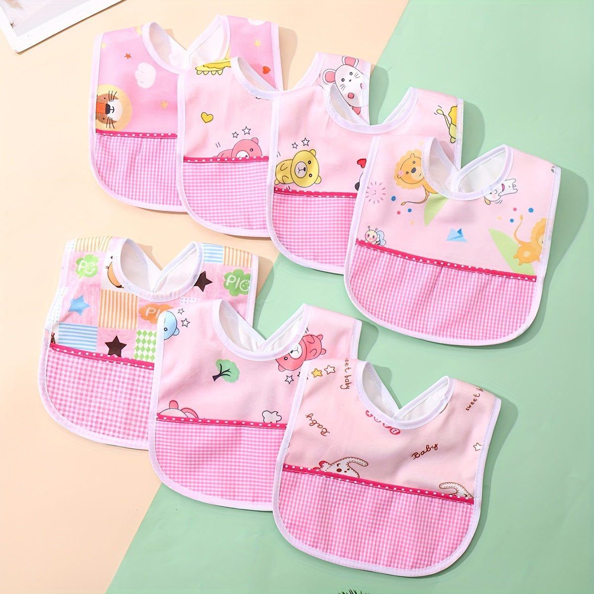 Set of 3 Waterproof Baby Bibs with Cartoon Designs for Feeding and Drooling