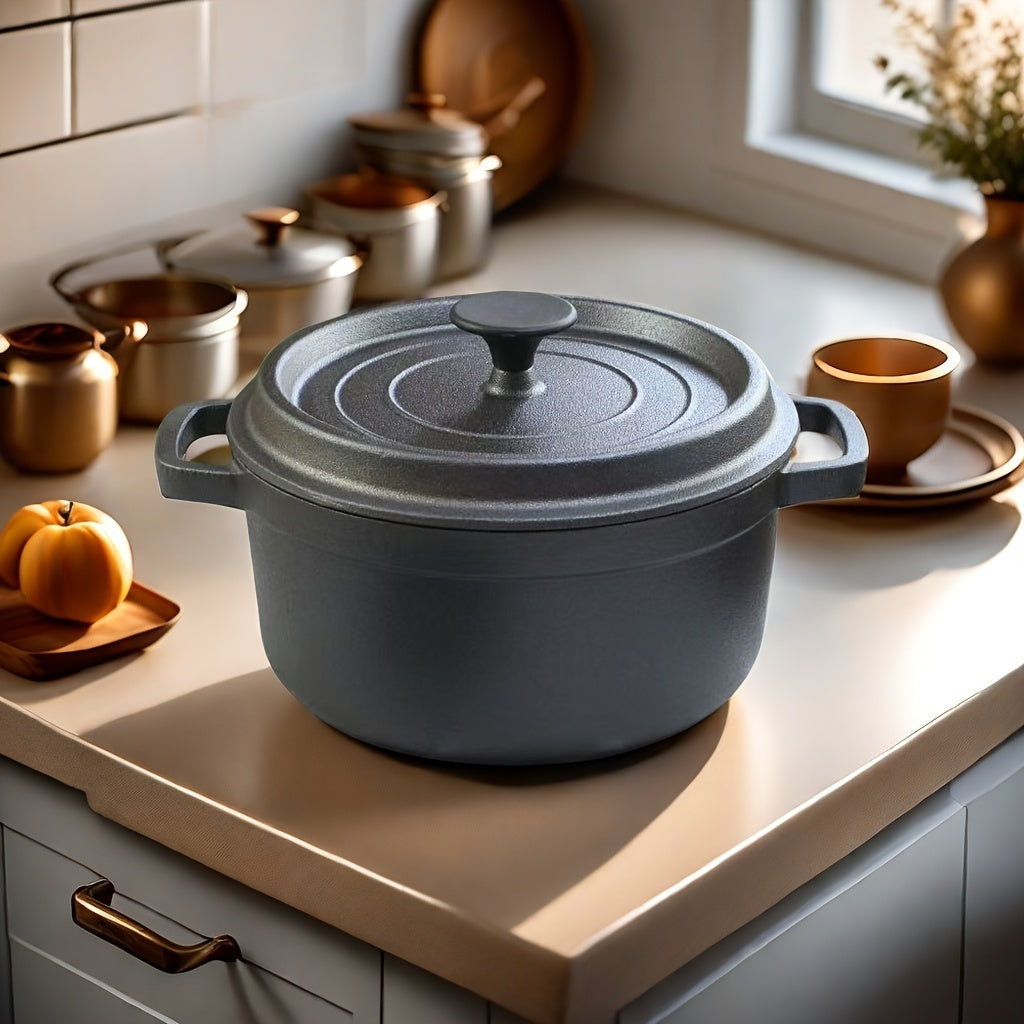 Cast Iron Double Eared Stew Pot, Non-Stick, Versatile Kitchenware