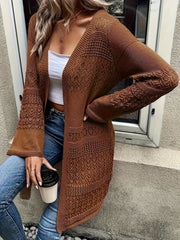 Plus Size Fashionable Openwork Crochet Cardigan Long Sleeve Casual Sweater
