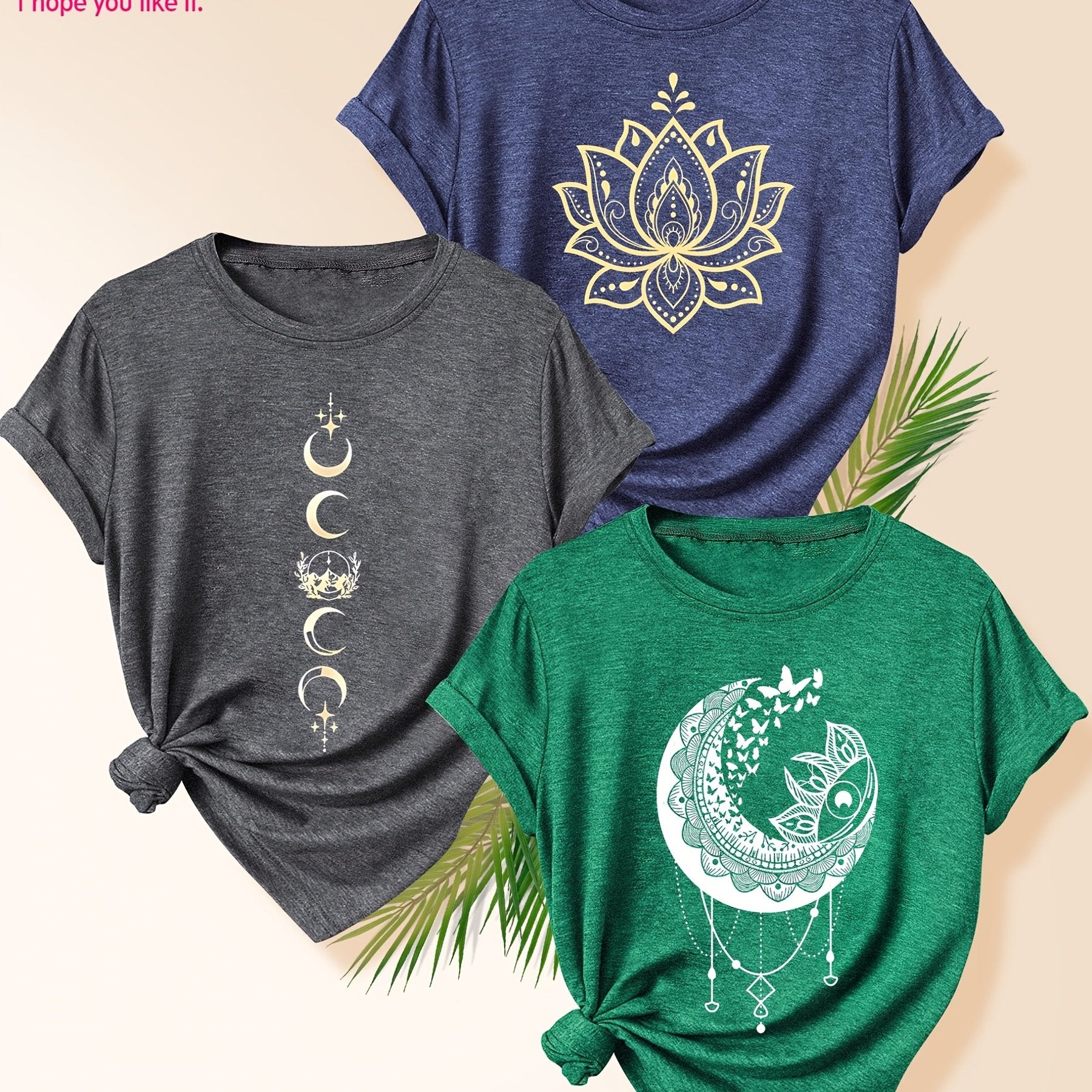 Women's Casual Sun, Star, Moon Scenery T-Shirt - Multiple Colors