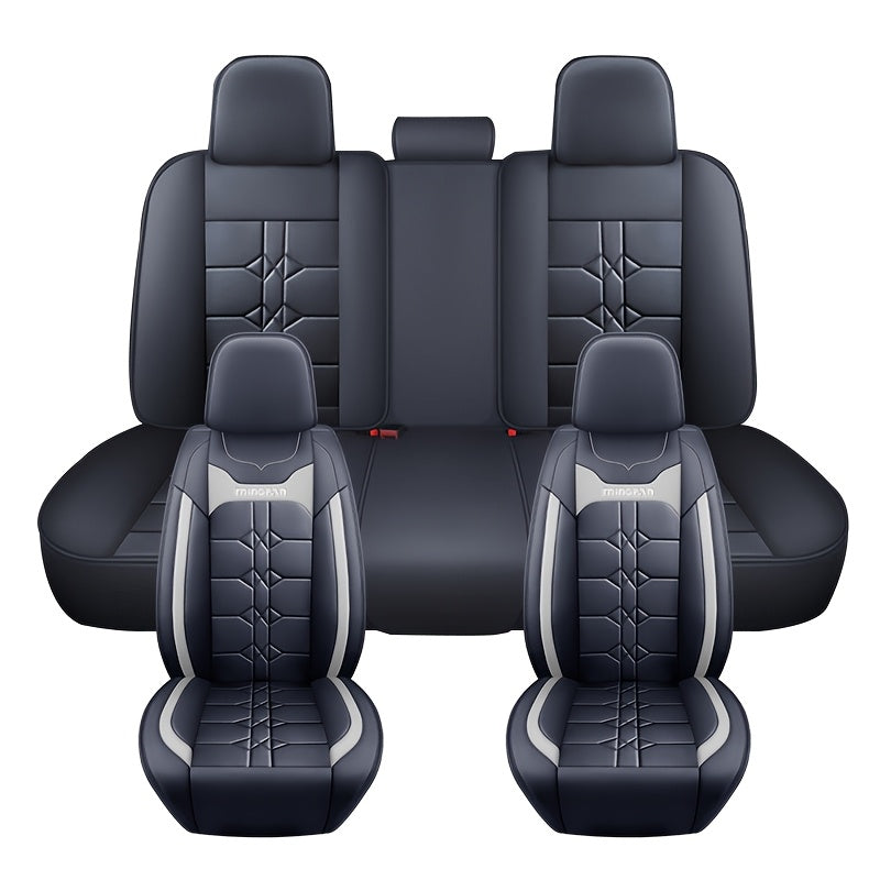 Universal Car Seat Covers All-Season Wear-Resistant PU Leather Full Coverage Seat Cushion Set