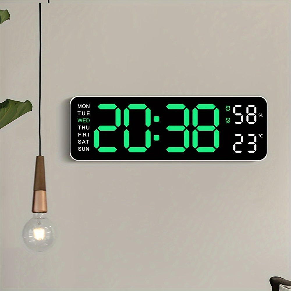 Digital Wall Clock with Temperature Humidity Display Week and Alarm