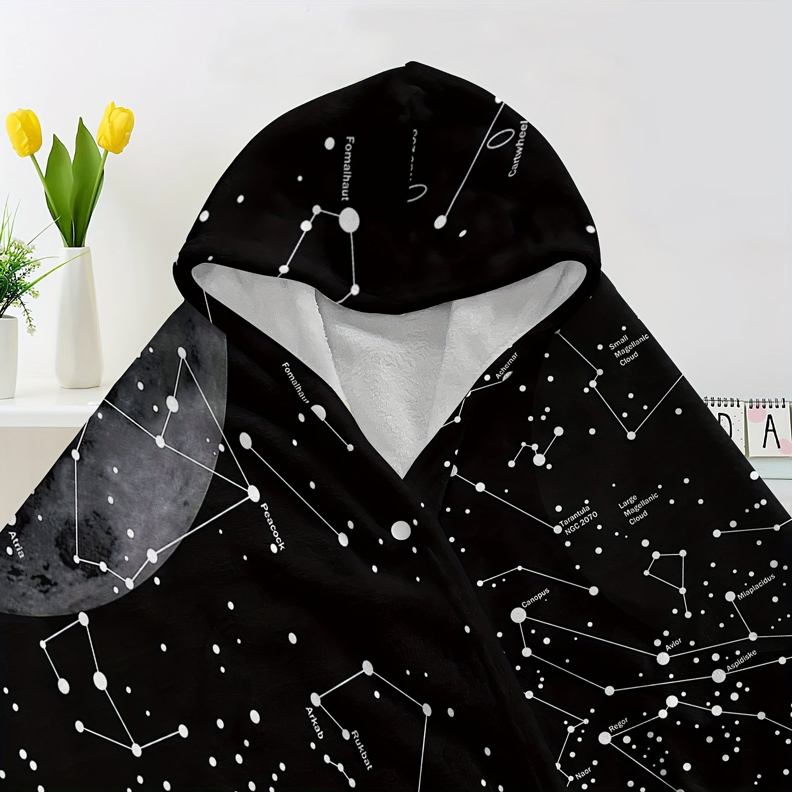 Hooded Blanket for Adults Starry Sky Fleece Cozy Lounge Wear