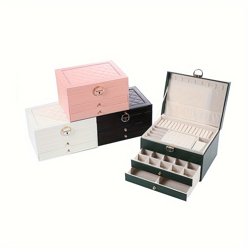 Caja de almacenamiento de joyas con gran capacidad, organizador de varias capas para collares y anillos