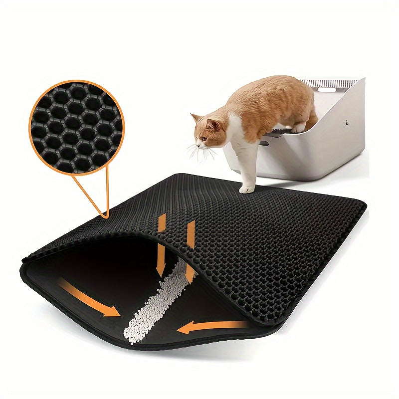 Large Double-Layer Cat Litter Mat Washable EVA Anti-Splash Indoor Litter Box Mat