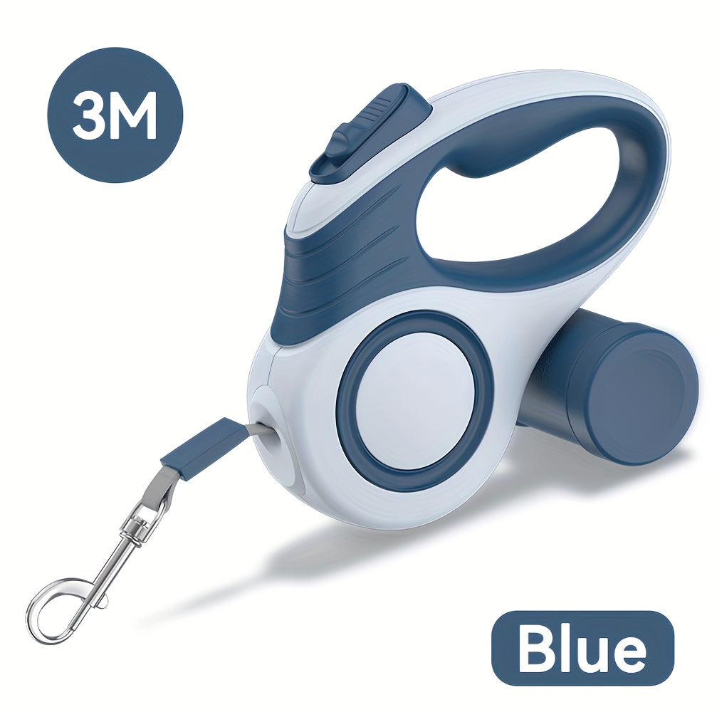 4.88m Automatic Retractable Dog Leash Nylon 16-Foot for Small to Large Dogs Blue White