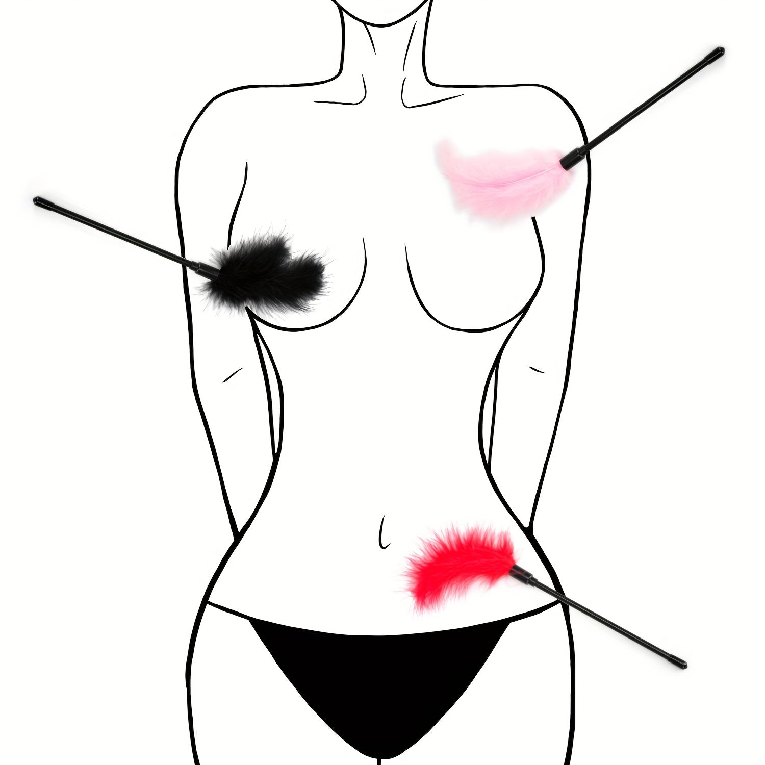 Adult Teasing Feather Stick Black Red Pink Sensual Flirt Sex Toy