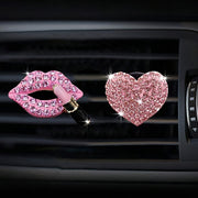 2pcs Car Aromatherapy Clip Rhinestone Heart Air Conditioner Perfume Decoration