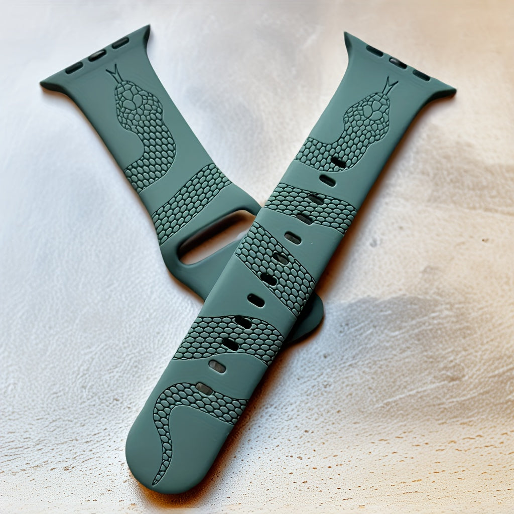 Silicone Apple Watch Band Snake Design Waterproof Durable Fits All Sizes for Summer Sports and Parties