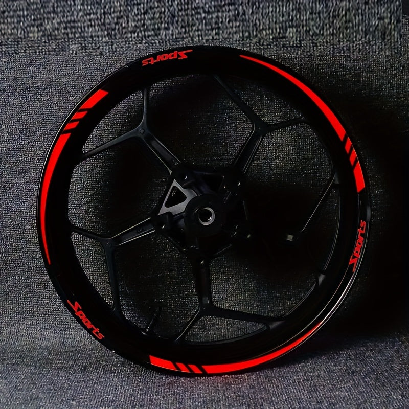 12pcs Car Wheel Rim Stickers Set Sport Stripe Decals for 45.72cm Hubs