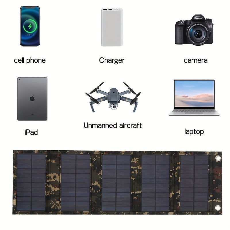 35W Portable Foldable Solar Charger Panel with USB Output for Travel Camping