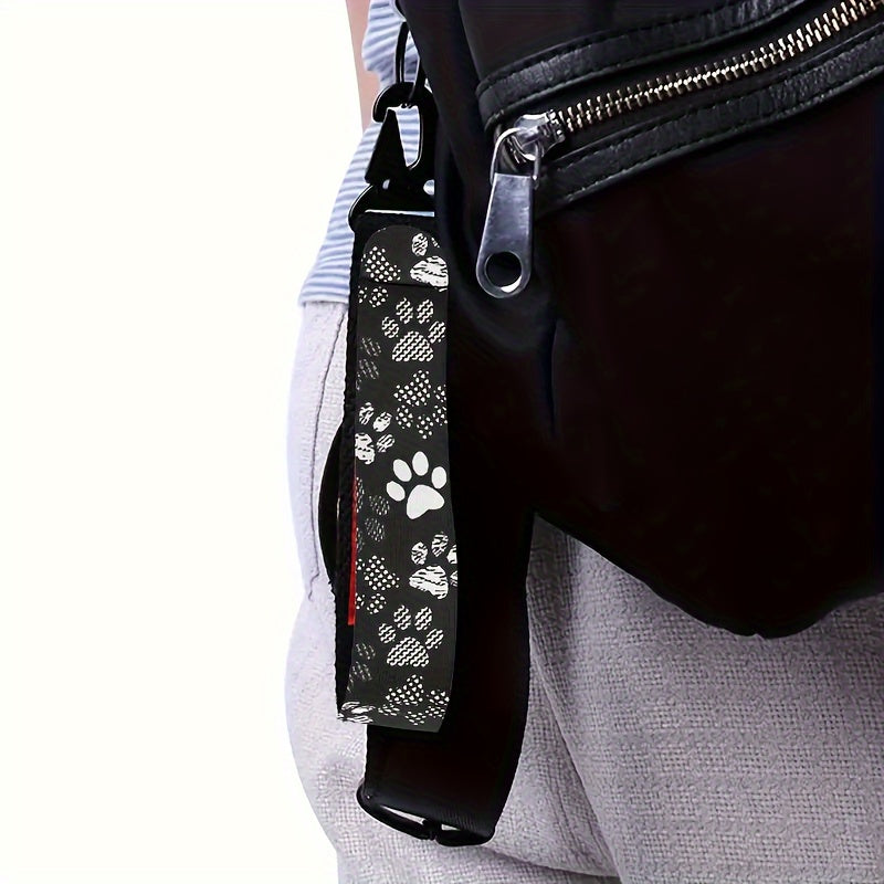 White Dog Paw Print Keychain Wrist Strap Polyester Durable Accessory