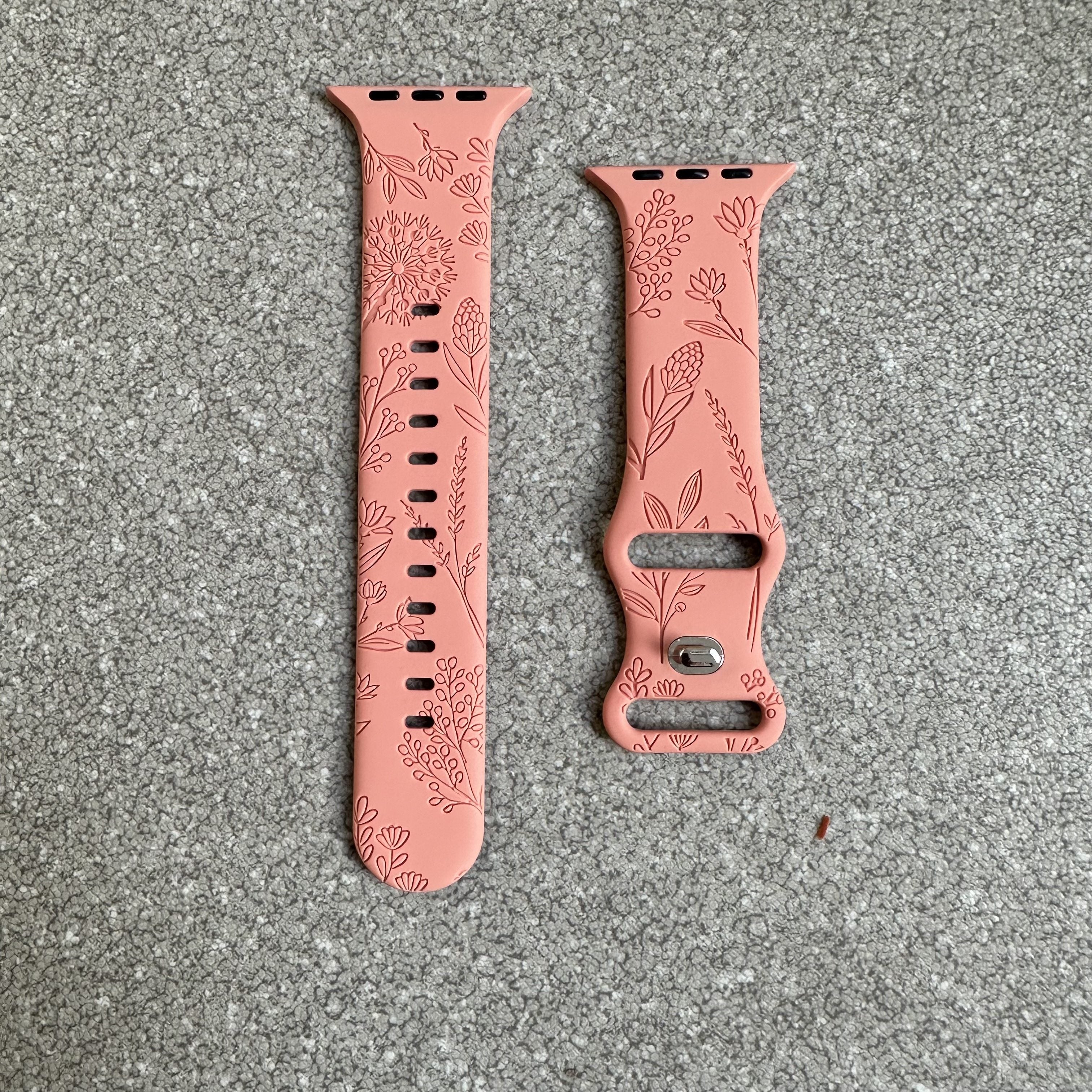 Elegant Floral Silicone Watch Band for Apple Watch Series SE/8/7/6/5/4/3/2/1 Adjustable Skin-Friendly Blue Clasp