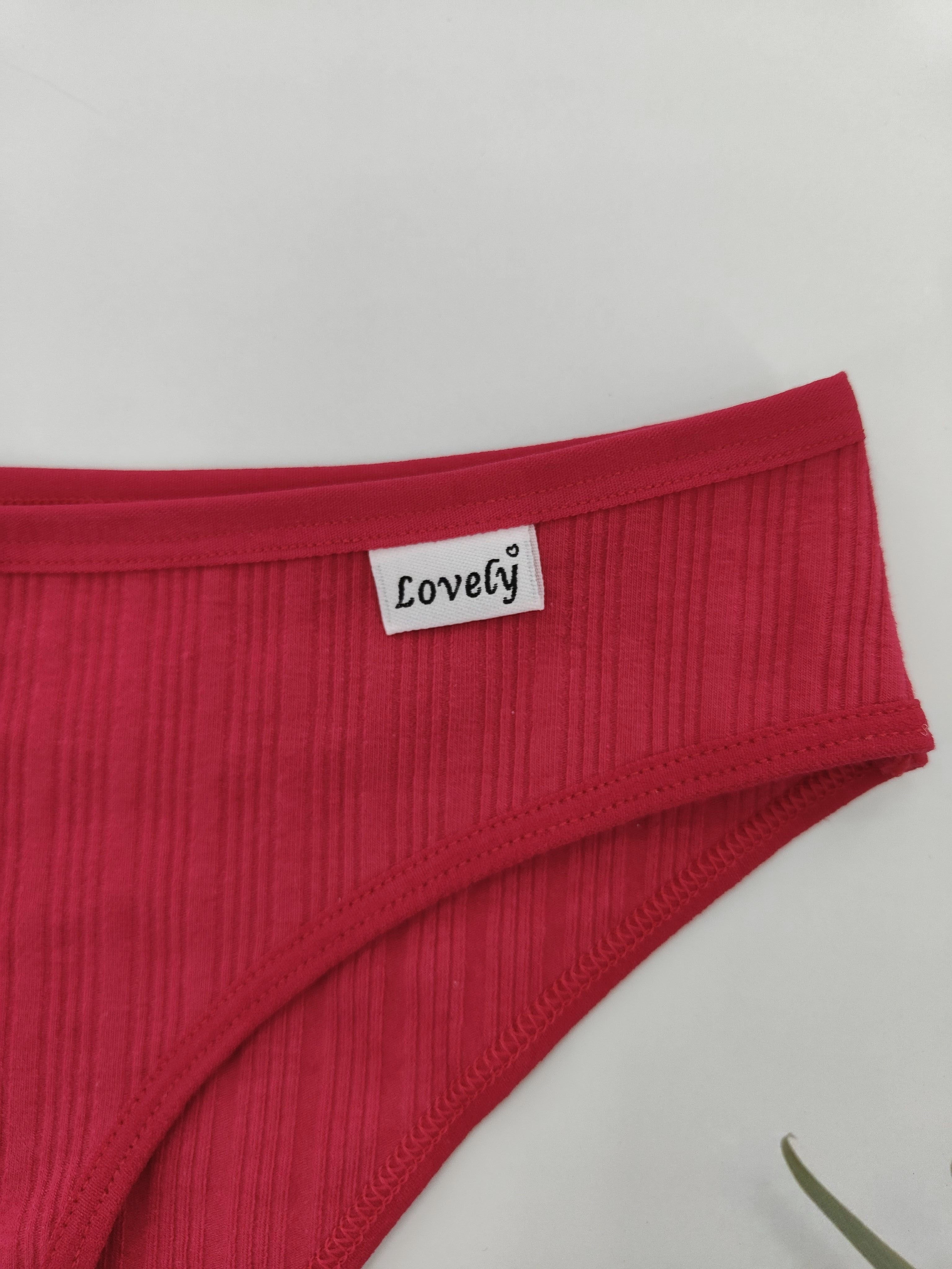 Pack de 6 braguitas de algodón de cintura baja para mujer con parche de letras, ropa interior suave y elástica