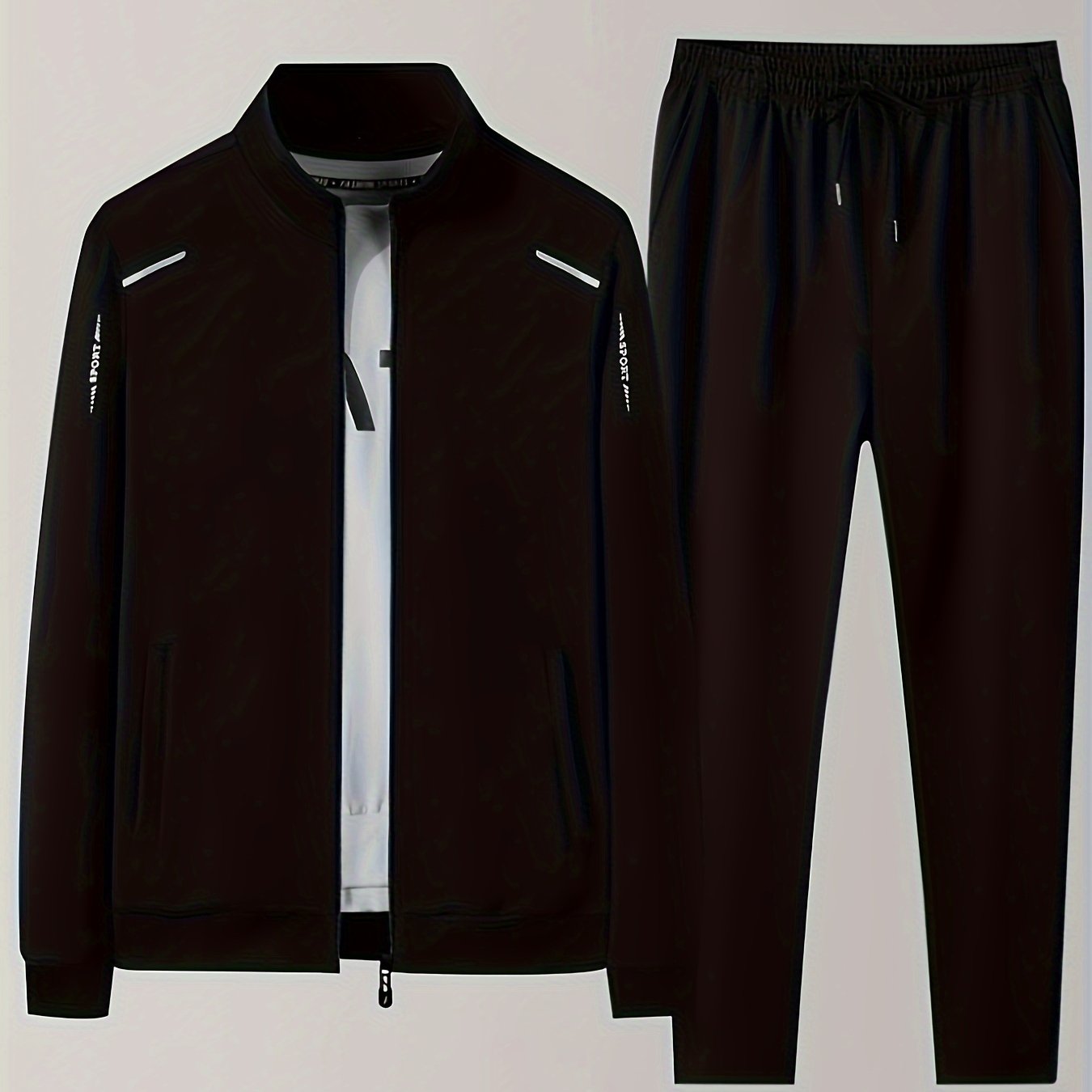 Men's Cozy Knit Polyester Pajama Set with Cardigan and Pocket Pants for Fall