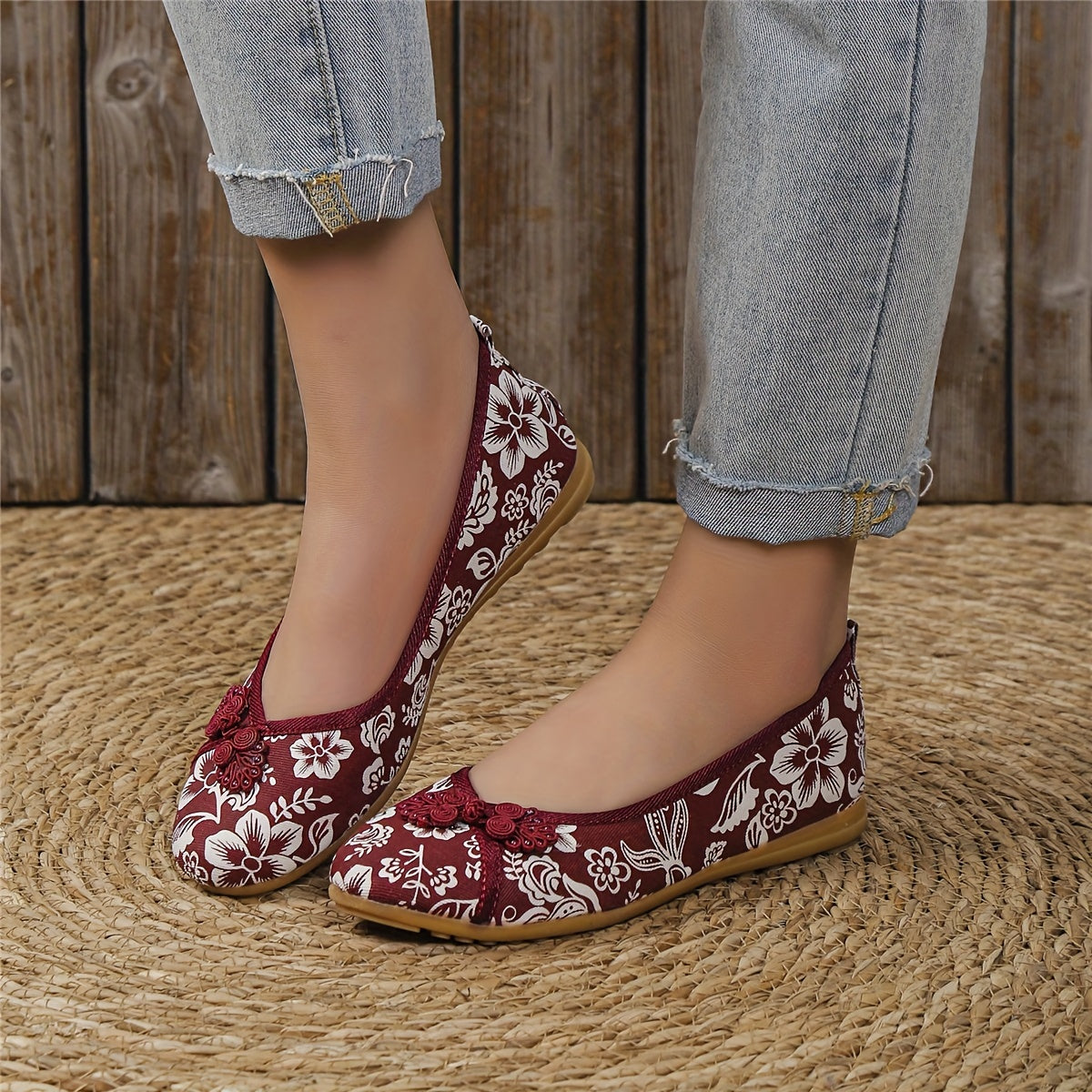 Women's Casual Flat Shoes Floral Pattern Breathable Soft Insole