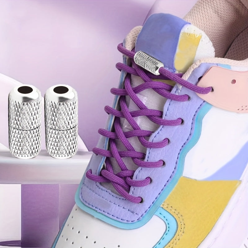 Unisex Elastic No-Tie Shoelaces Round Tapered Durable Acetate Cord