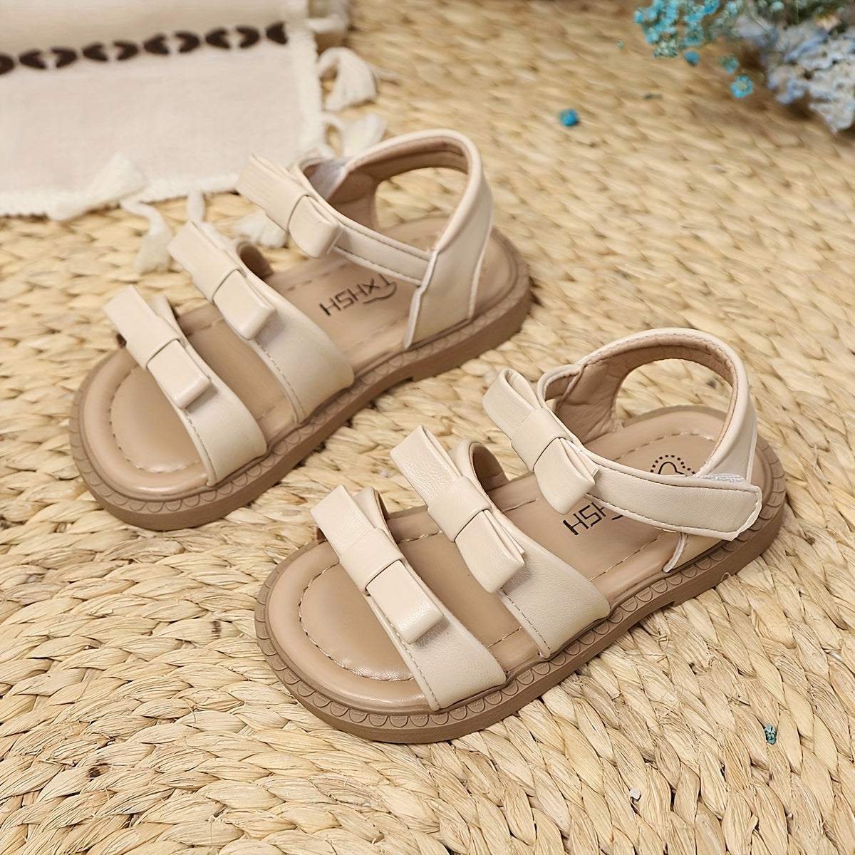 Girls Summer Sandals with Bowknot Lightweight Breathable Non-Slip Rubber Sole