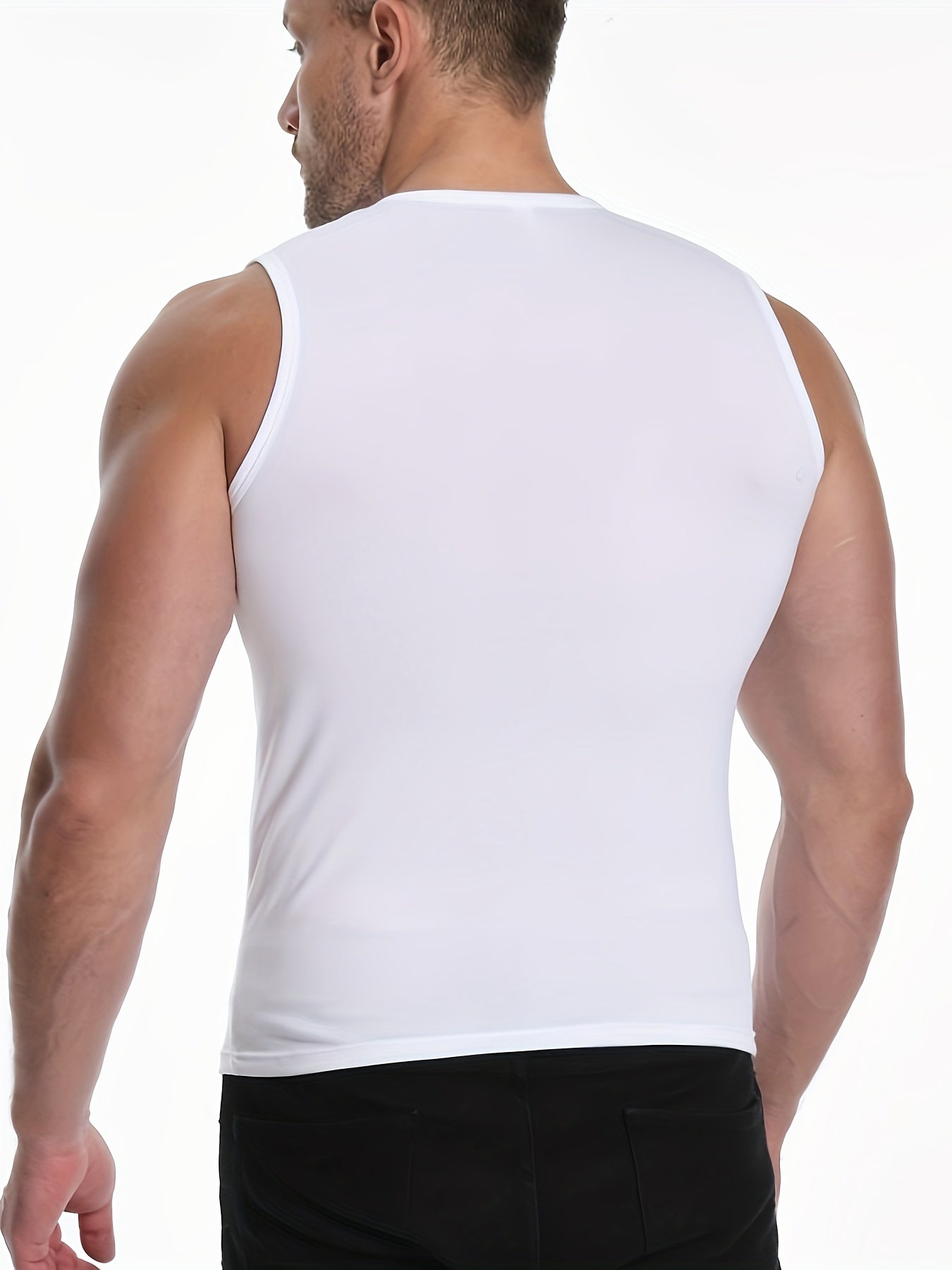 Men's Sleeveless Vest Tops Set 5 Solid Color High Stretch Polyester for Summer Sports