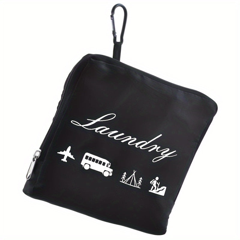 Foldable Laundry Bags with Handles and Aluminum Carabiner for Travel and Camping Black Grey