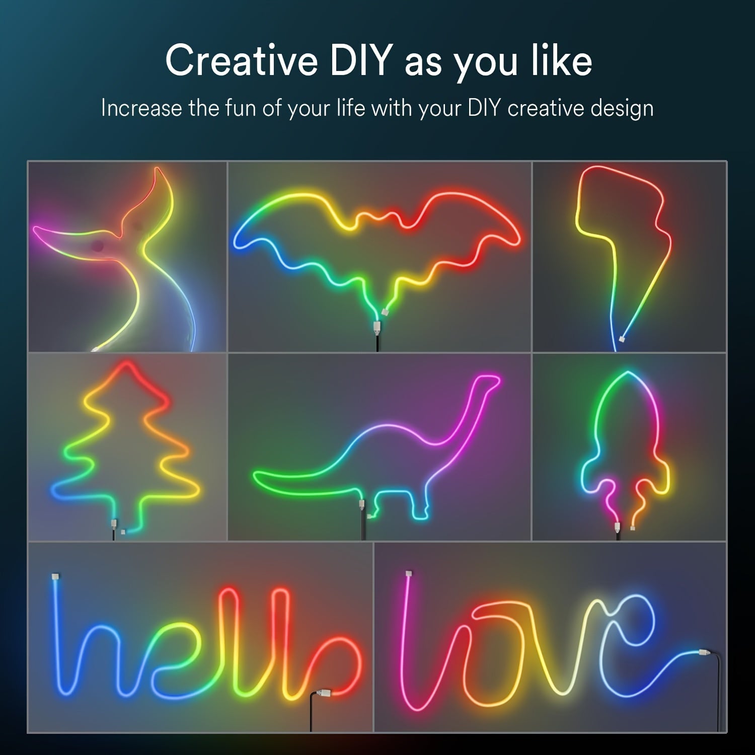 RGBIC Neon LED Strip Lights 1M-10M Wi-Fi Music Sync Voice Control Space Theme