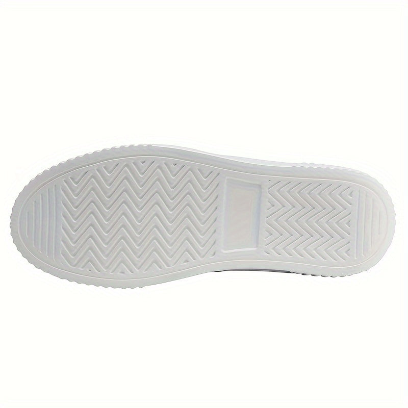 Универсальные белые кроссовки на шнуровке с дышащей сетчатой подкладкой, прочным верхом из ПУ и стелькой из ЭВА для всех сезонов.