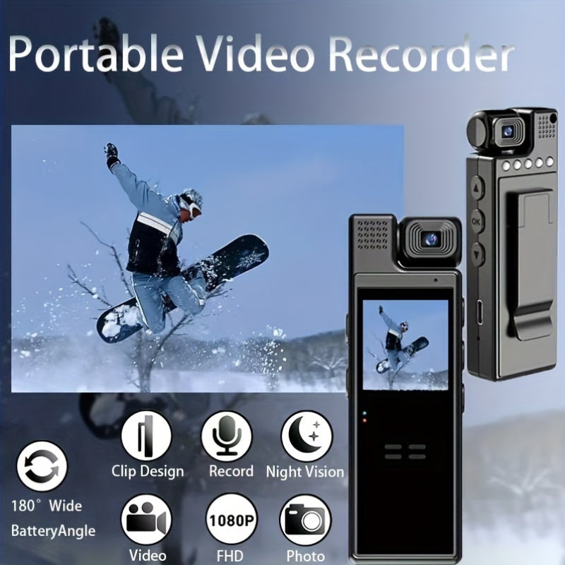 Portable Sports Action Camera 1080P HD Night Vision 180° Rotatable Lens