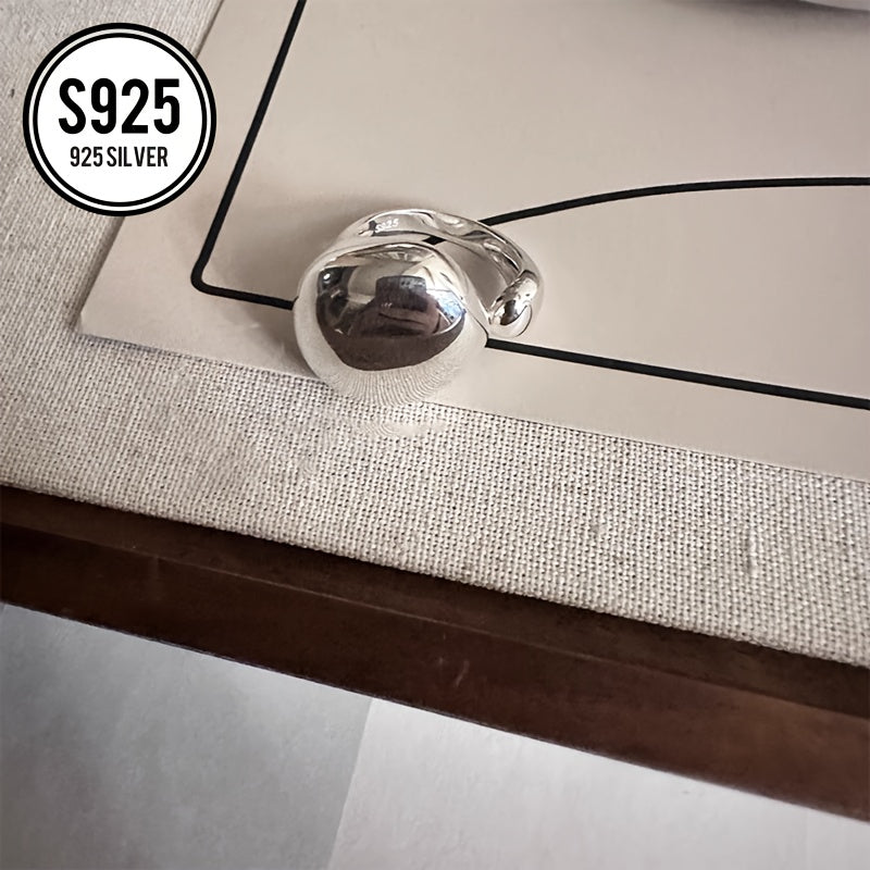 Anillo de plata de ley con diseño geométrico y cúpula ajustable, hipoalergénico, para uso diario