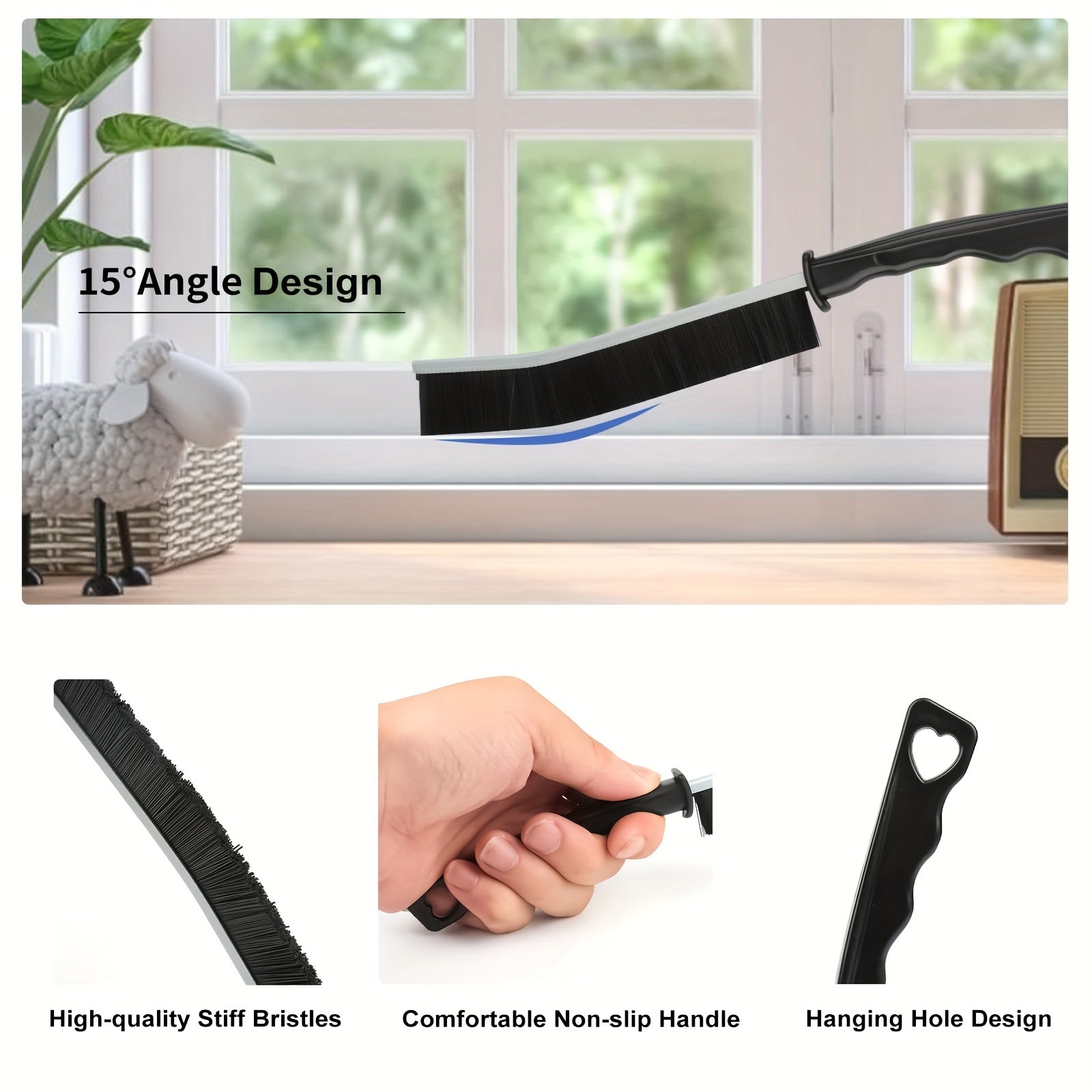 Set of 11 Crevice Cleaning Brushes with Long Handle and Strong Bristles