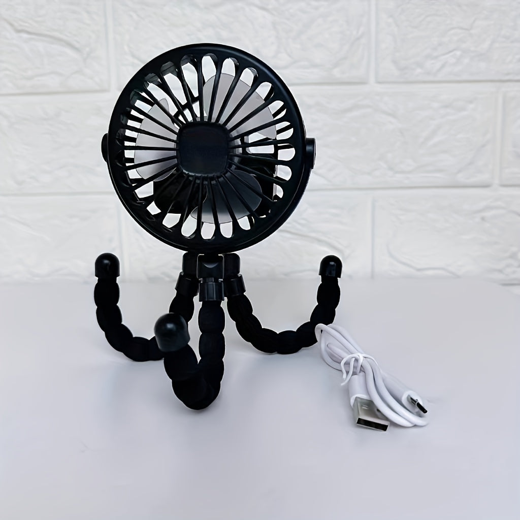 Rechargeable USB Bladeless Portable Fan for Desk, Stroller, Outdoor Blue Black