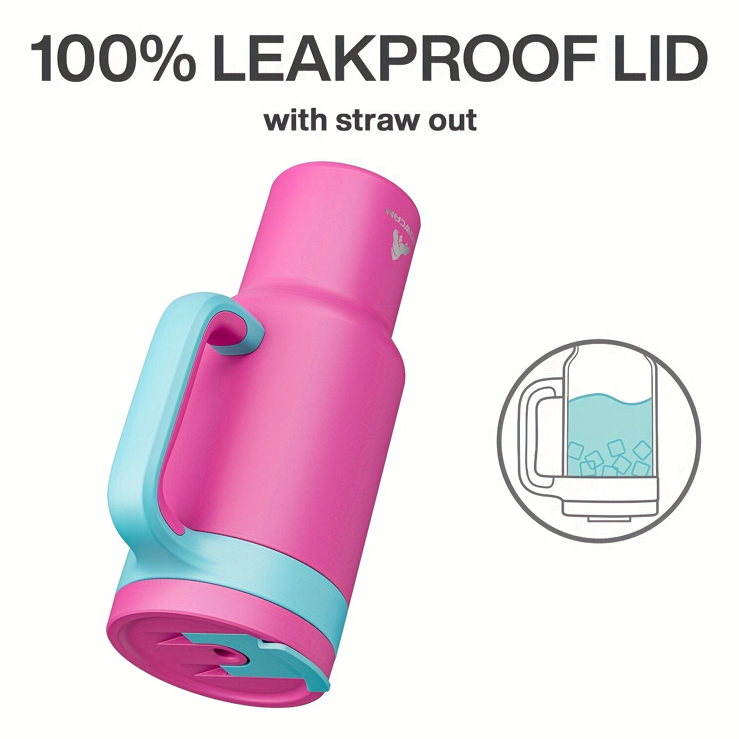 Vaso aislado de acero inoxidable de 40 oz con tapa y pajilla. Mantiene las bebidas frías por 34 horas y calientes por 10 horas. Ideal para exteriores.