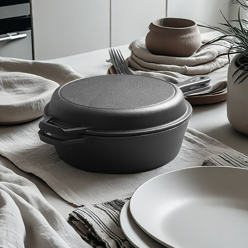 Cast Iron 2-in-1 Pot for Cooking and Camping Durable Outdoor Kitchen Equipment