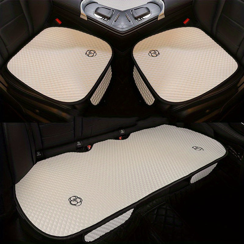 Car Seat Cover Set 3pcs Breathable Linen Style Universal Summer Seat Protectors