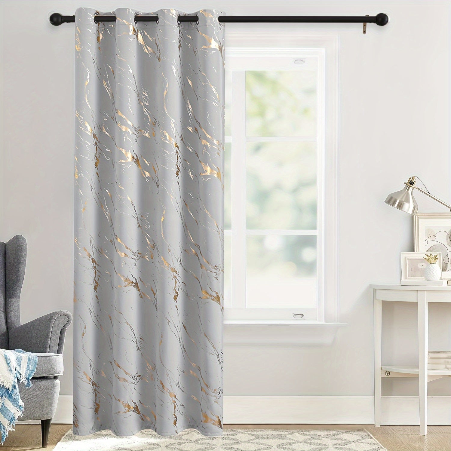 Grey Marble Pattern Curtain for Bedroom Living Room Office Kitchen Modern Classic European Style